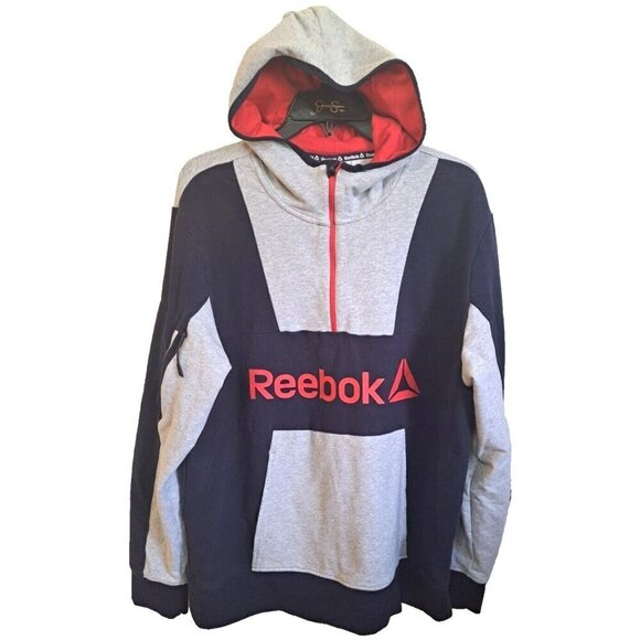 Reebok Men's L Multicolor 1/4 Zip Long Sleeve Pullover Hoodie - Picture 1 of 9